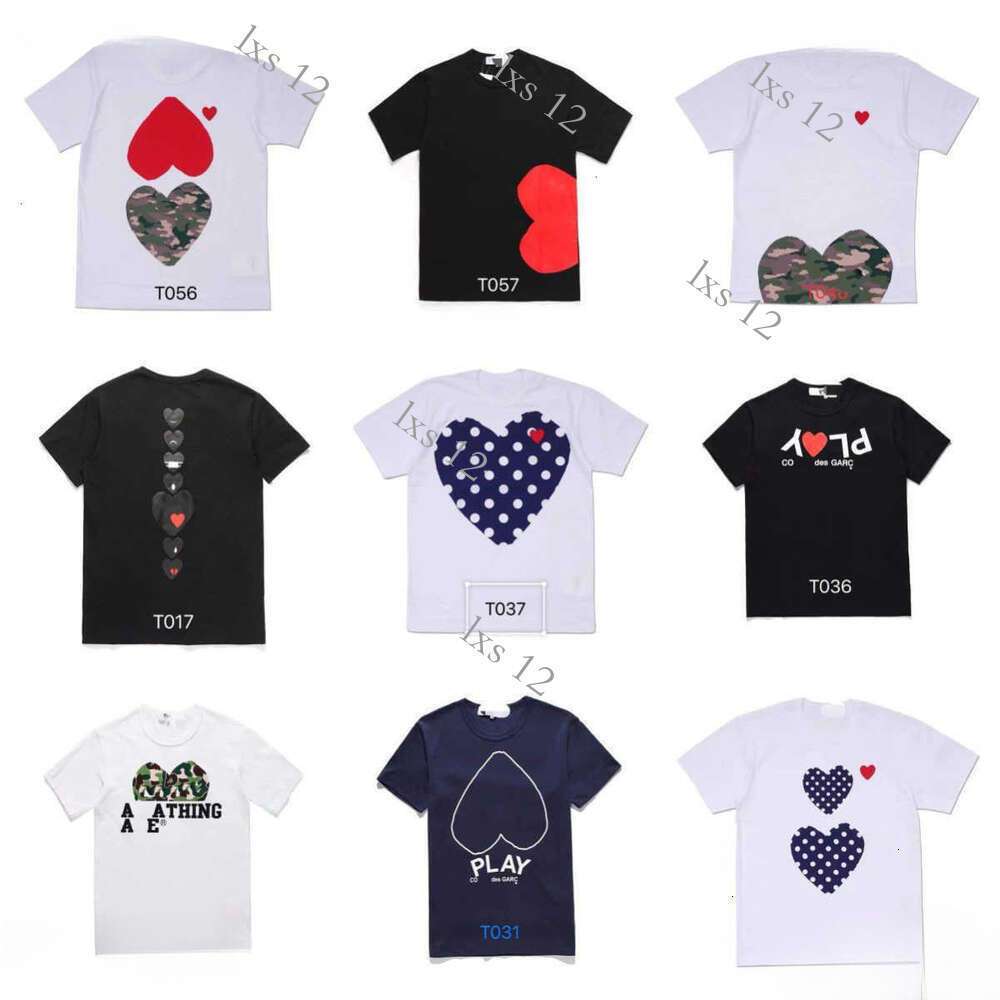 Comme De Gracon Tshirt Designer Luxury Cdgness T Shirt Comme De Graconliness Tshirt Play Little Red Peach Heart Prints Round Neck Versatile Couple Graphic Tee 610