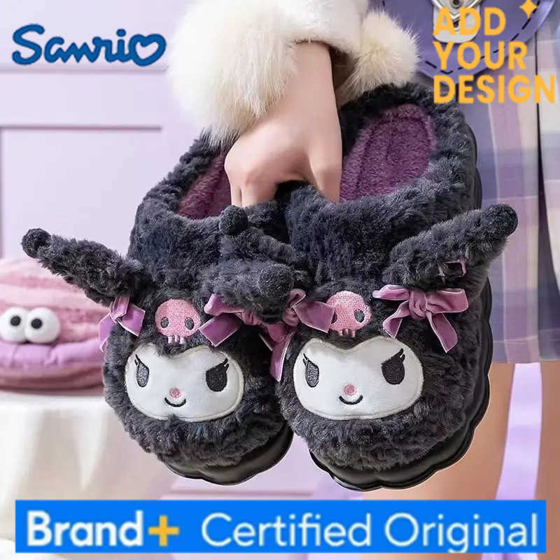 Sanrio Hot Kuromi Peripheral Products Cotton Slippers For WomenS Autumn And Winter Home Anti Slip Cute Cartoon Cotton Shoes Thickened H251223
