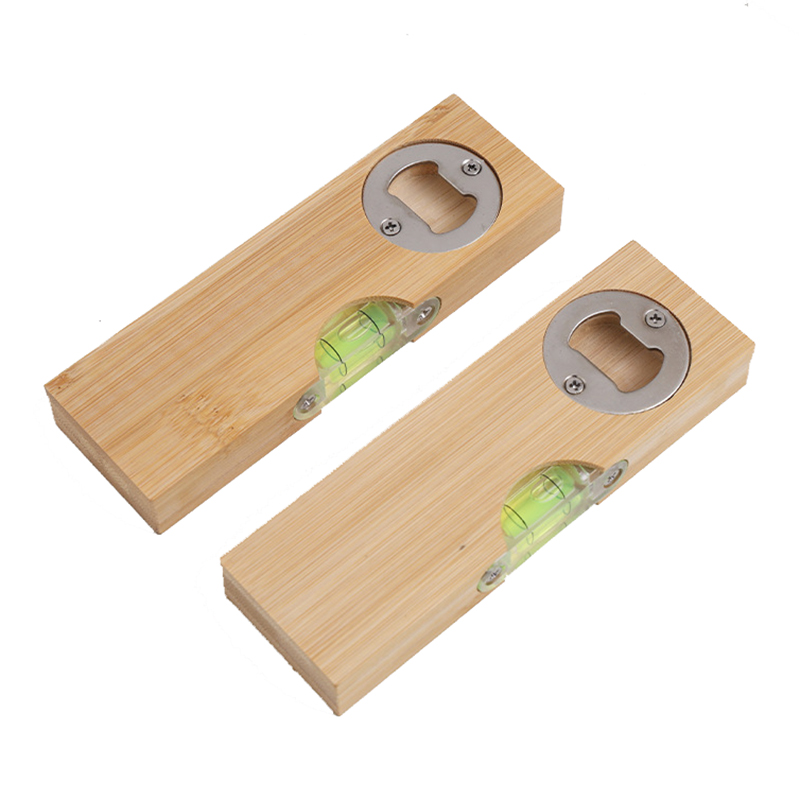 Wooden Bottle Opener Spirit Level With Opener Function 2 in 1 Bottle Opener For Kitchen Construction Bar 15 x 4.8*2CM