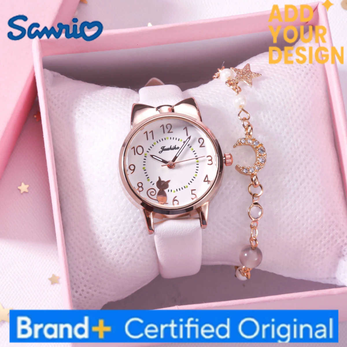 Sanrio Fashion Kids Love Digital Dial Children Watch Set Leather Strap Quartz Watches Kid Girls Clock Children Watch Bracelet no box H251223