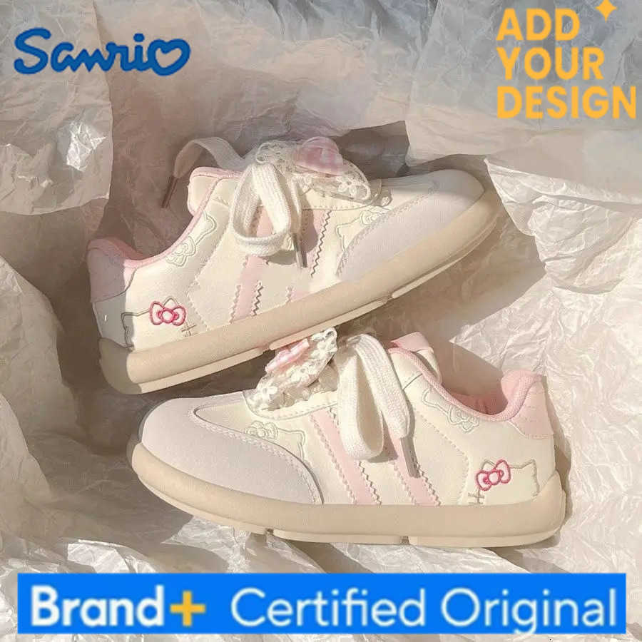Sanrio Anime Sneakers Kawaii Hello Kitty Women Casual Shoes Cartoon Kt Thick Bottom Plate Shoes Cute Girls Student Bow Casual Sneakers H251223