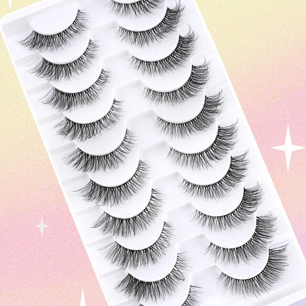 Cat Eye lashes 3/10 Pairs Fox Eyelashes Extension Natural Soft 3D Mink Lashes Fluffy Reusable Fake Eyelashes Makeup faux CilsT251223