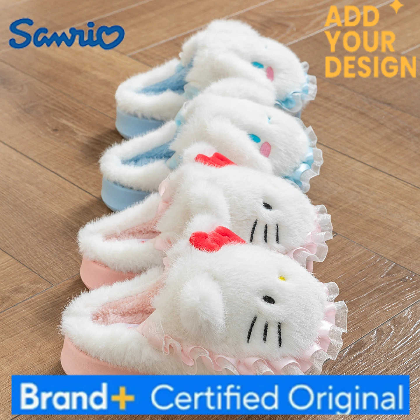 Sanrio Cartoon Cute Children Women Slippers Indoor Warm Comfort Lightweight Bedroom Concise Winter Cotton Shoes Kids Slides H251223
