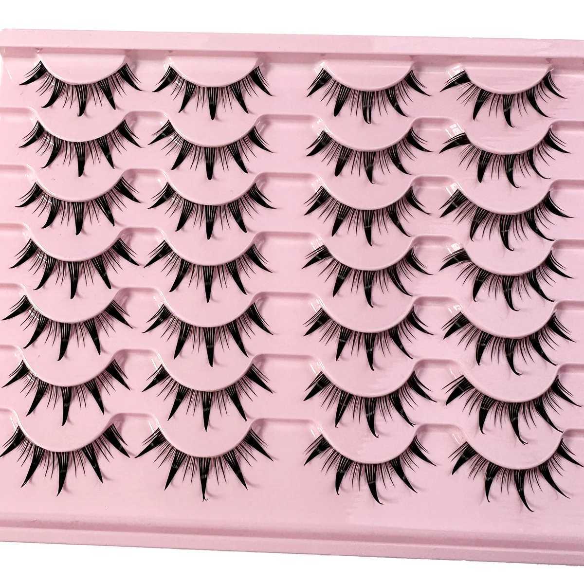 5/7/14Pairs Manga Lashes with Clear Band Japanese Anime Cosplay Eyelashes Spiky Wet Look Lashes Asian False Eyelashes ClustersT251223