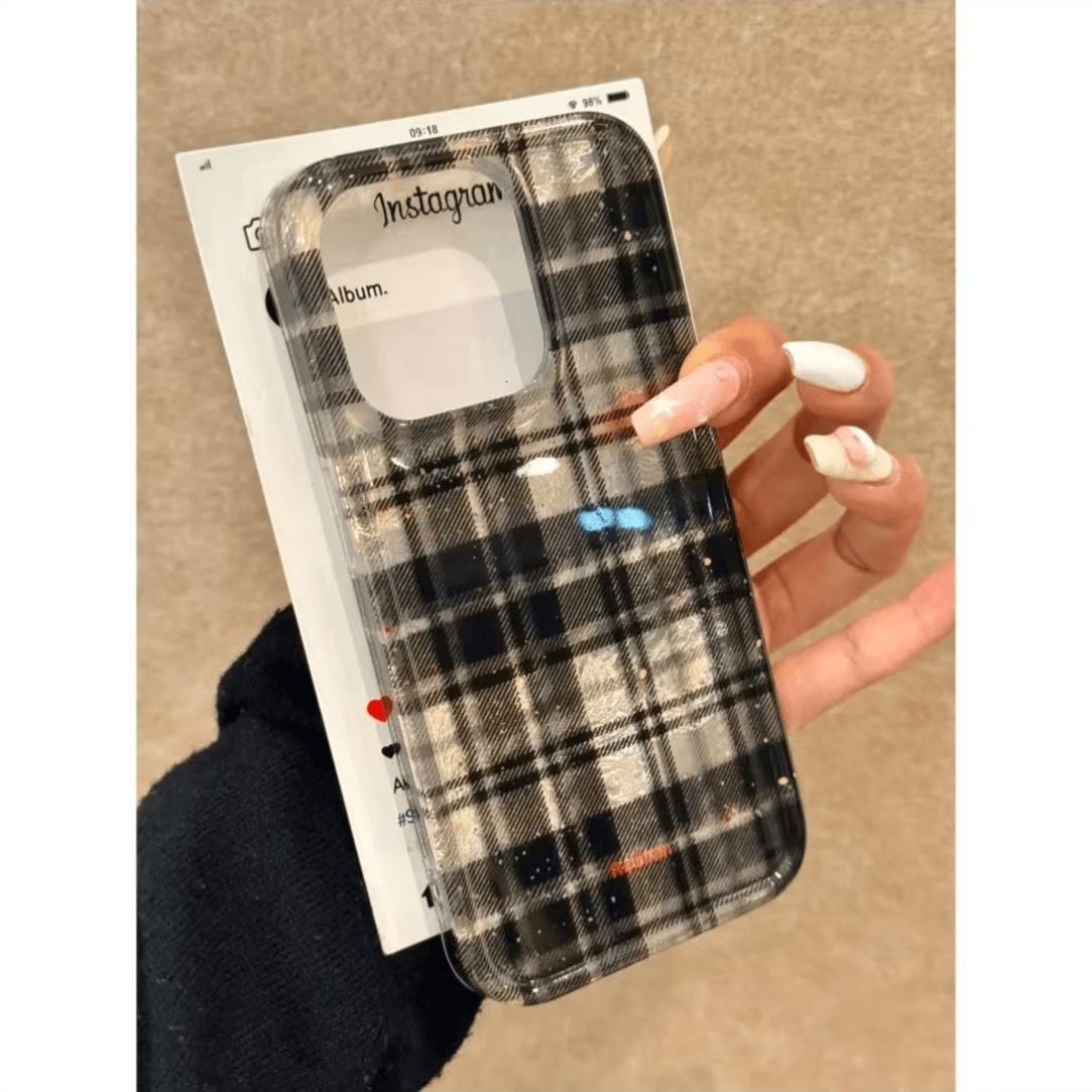 Black and White Checkered Pattern Compatible with iPhone 16 Pro Max Glacier 15 Phone Case 14 Plaid Apple 13 Shockproof 12