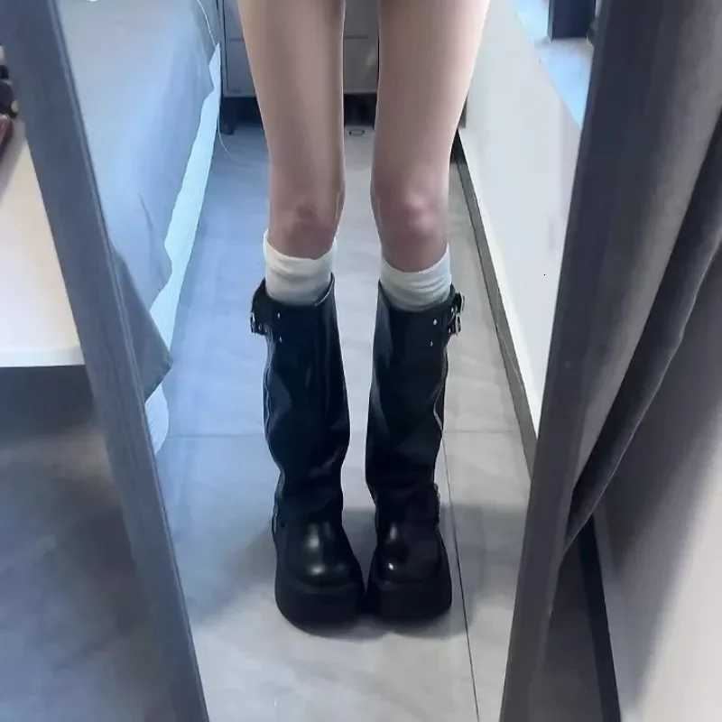 Ladies Shoes on Sale 2025 PlatformModern Womens Boots Side Zip Round Toe Belt Buckle Knee-High Boots Classics Versatile ShoesT251223