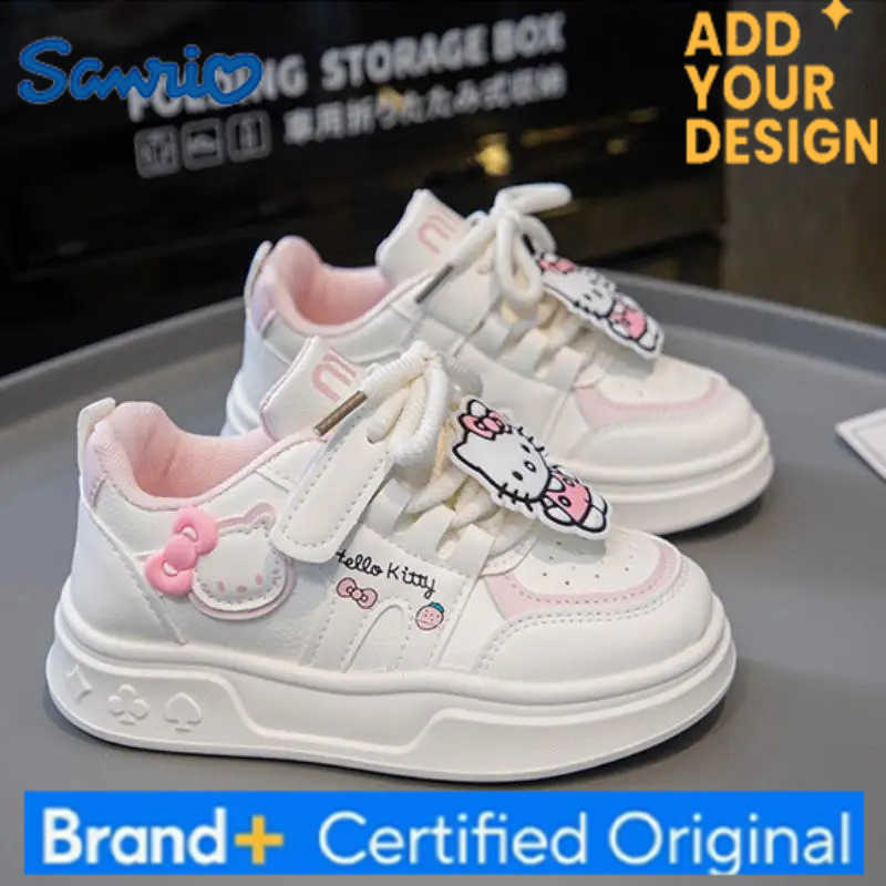 Sanrio Hello Kitty Girls Kawaii Sneakers Anime Spring Autumn New Cartoon Soft Bottom Shoes Casual Dirty Running White Shoes Comfortable H251223