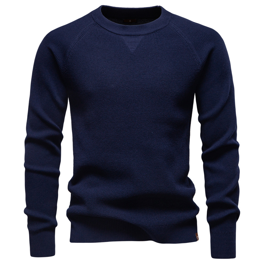 WOZK2026 autumn and winter new round neck fashionable solid color sweater for men, high-quality business casual knitted men's sweater men's 