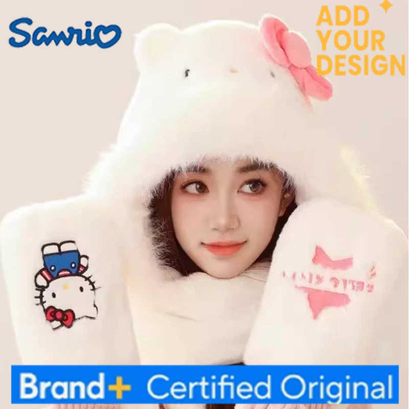 Sanrio Kuromi Hats Scarves Gloves All-In-One Earmuffs Cute Cartoon Winter Hat Thickened Cold-Proof Windproof Warm Christmas Gift H251223 - view 6