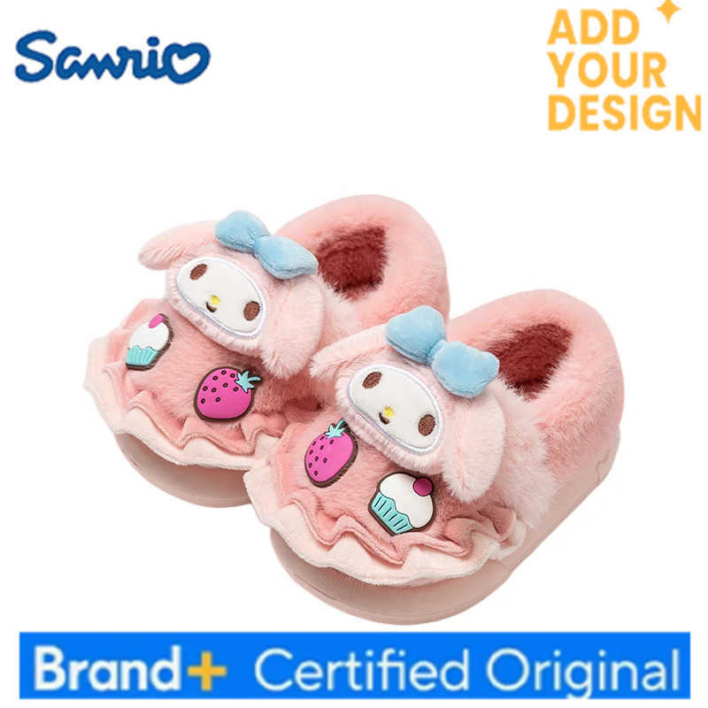Sanrio Hot Girl My Melody Kawaii Fashion Fleece-Lined Slippers Student Winter Cartoon Child Keep Warm Cotton Slippers New Style H251223