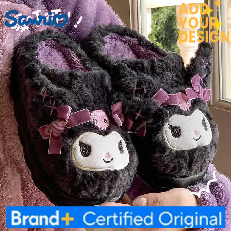 Sanrio cute Slippers Cartoon Hello Kitty My Melody Kuromi Cinnamoroll Autumn and Winter Warm Cotton Soft Home Shoes Holiday Gifts H251223
