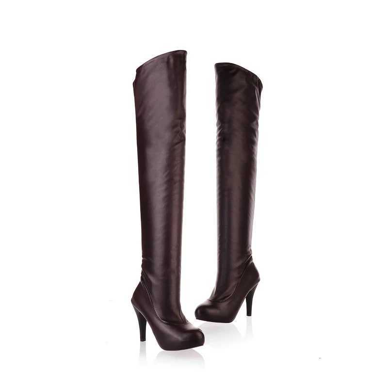 Sexy Spuer High Heel Over The Knee Boots Women Platform Stretch Boots Zipper Autumn Winter Fashion Women Shoes Black WhiteT251223