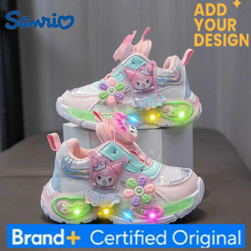 Sanrio hello kitty spring autumn children new sports shoes princess lighting casual shoes girls rotating button running shoes H251223