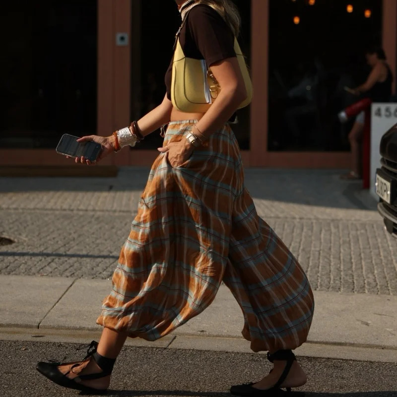 Women Baggy Balloon Pants Bubble Pleated Oversized Bloomers Wide Leg Lantern Harem Bloomer 251223