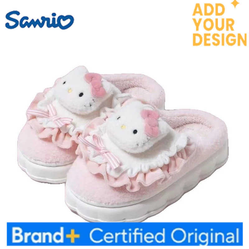 Sanrio Kids Slippers House Shoes Cartoon Cinnamoroll Winter Shoes For Girls Warm Anti-slip Soft Bottom Pink Blue Shoes Size 36-41 H251223