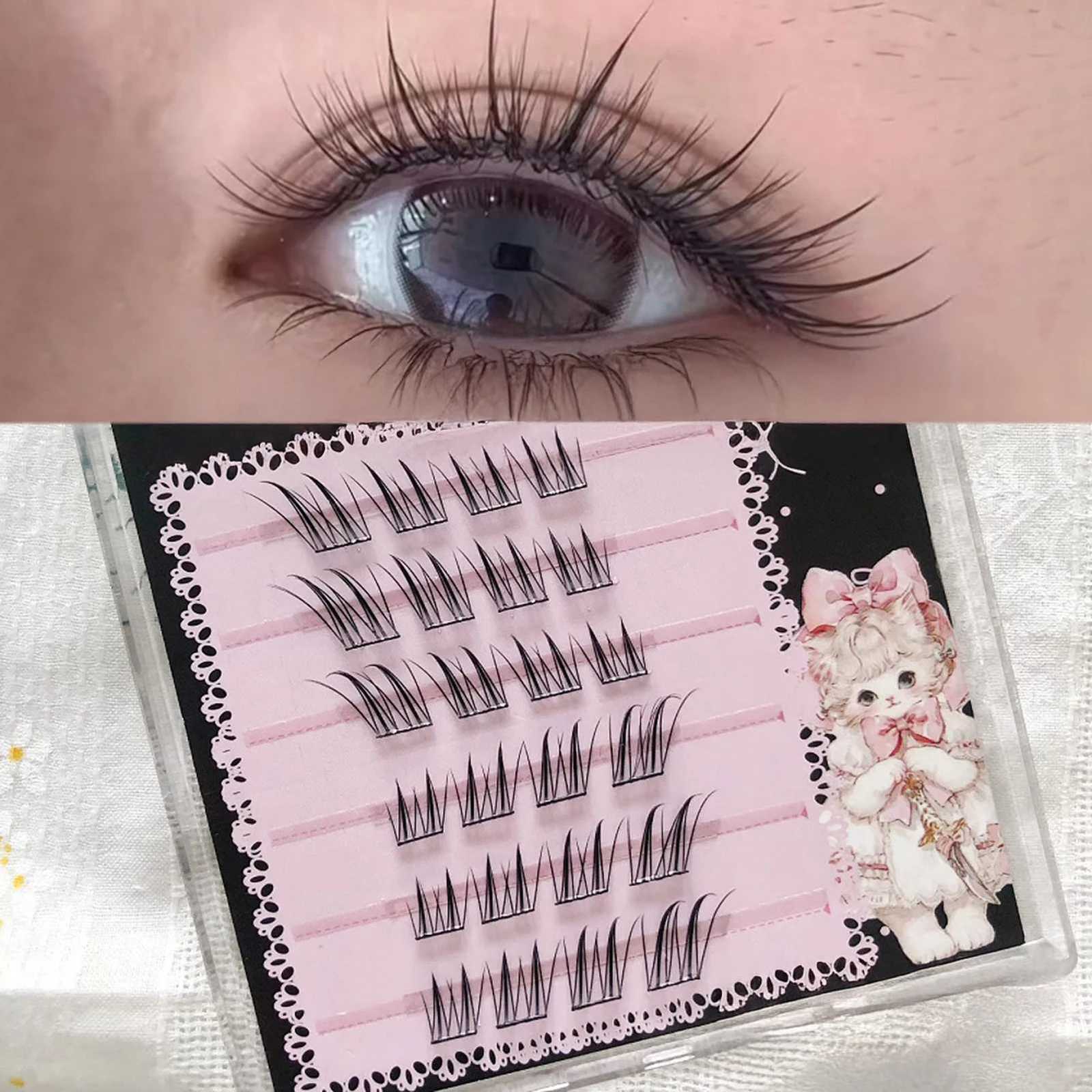 6/10/20 Rows Foxes False Eyelashes Glue-free Natural Voluminous Fiber Eyelash Extension For Daily Cosplay Perfect Eye MakeupT251223