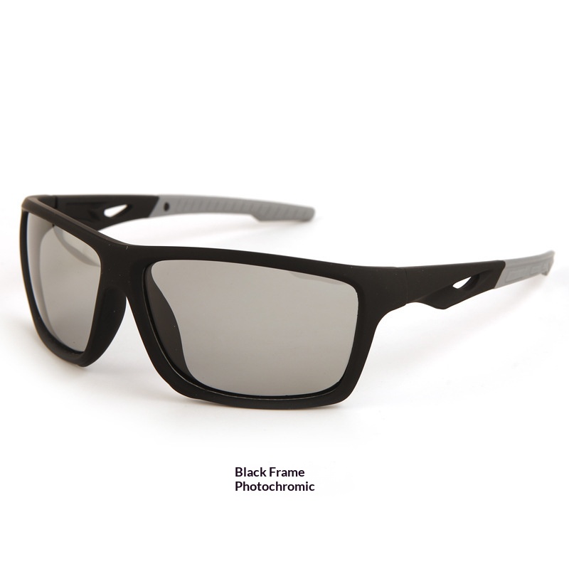 UV Protected Black Frames Photocromatic Eyewear Perfect For Sport Activities Including Cycling And Fishing