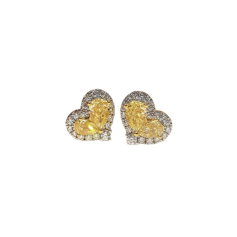 Real Gold Plated Silver Needle Zircon Heart Exquisite Elegant Daily Commuting Versatile Earrings Light Luxury Niche Ear Jewelry - view 6