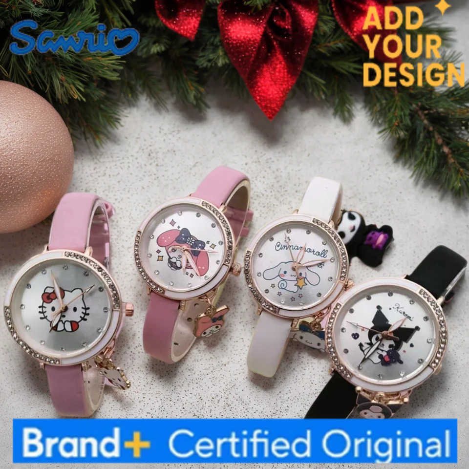 Sanrio Hello Kitty Kuromi Melody Cinnamonroll children watches Girls Kids Gift Wristwatch Leather strap metal dial H251223