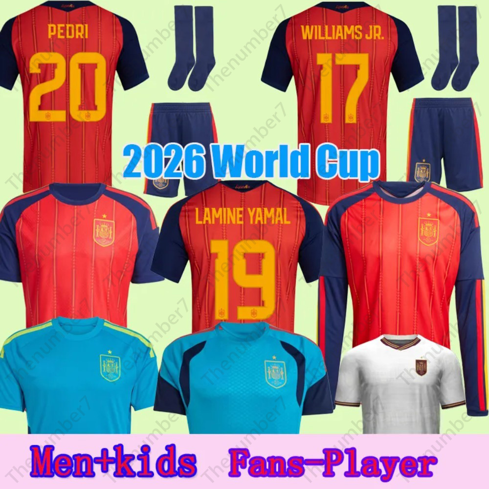 2026 World Cup Spain Soccer Jerseys PEDRI GAVI LAMINE YAMAL 26 27 Spain Jersey MORATA CARVAJAL OLMO FERRAN RODRIGO SPANISH Espana Football Shirt Men Kid Kit