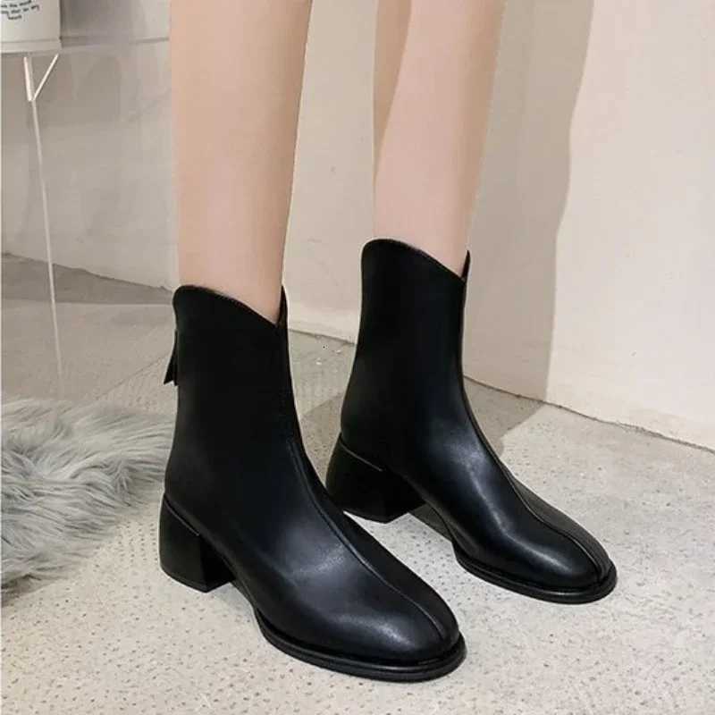 Ankle Boots Womens Shoes Platform Boots-Women Winter Footwear Zipper Low Clogs Autumn Rock High Heel 2024 LadiesT251223