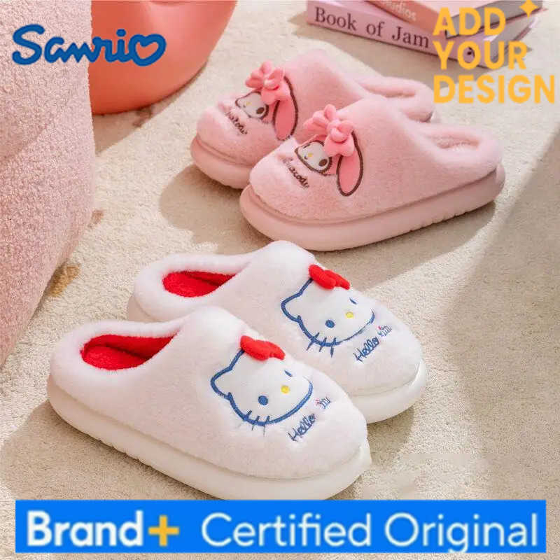Sanrio Hello Kitty Cotton Slippers Girl Winter Indoor Keep Warm Child Kawaii Anime Cartoon Fashion New Style Casual House Shoes H251223