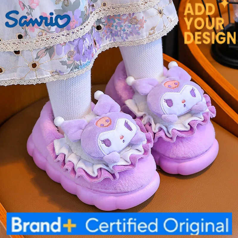Sanrio Kuromi My Melody Cinnamoroll Boys and Girls Children Cotton Slippers Autumn and Winter Cartoon Slippers Keep Warm Kawalii H251223
