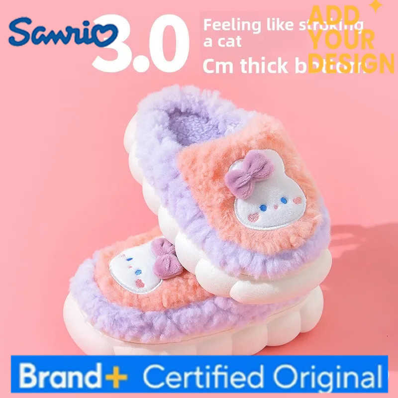 Sanrio 2025New Winter Plush Slippers Childrens Non-slip Soft Sole Kids Boys Girls Warm H251223