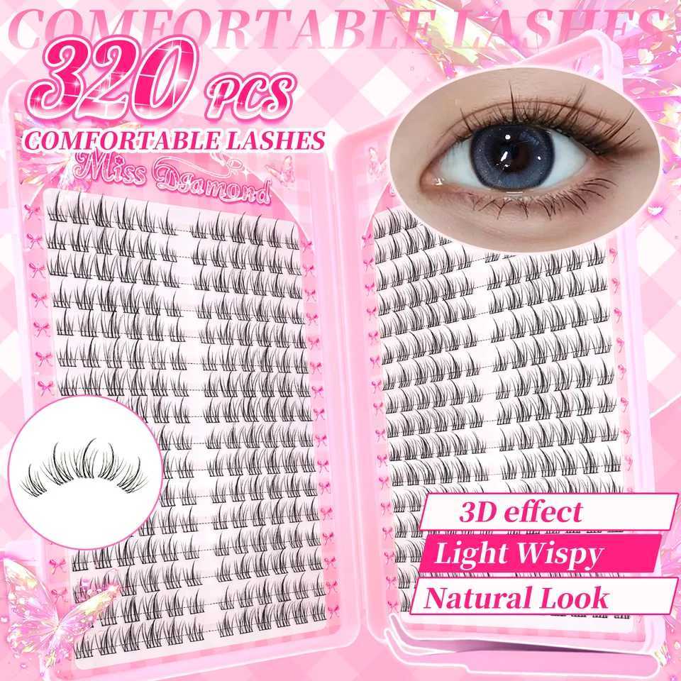 Natural Lightweight 320 Cluster False Eyelashes C-Curl Sunflower Style Reusable for BeginnersT251223