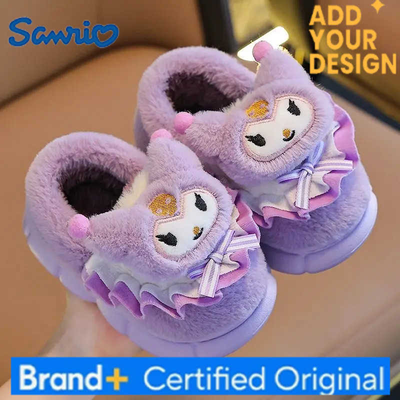 Sanrio Hot Kuromi Child At Home Slippers Kawaii Anime Casual Student Thickening Soft Sole Non-Slip Comfort Plush Slippers New H251223