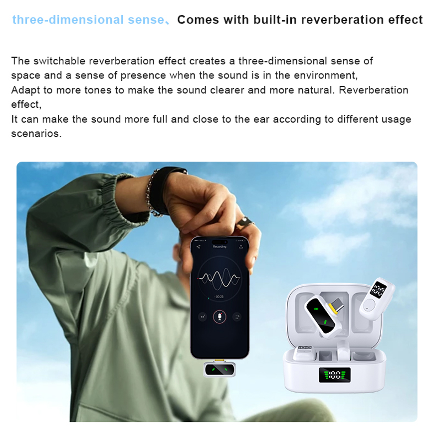 Wireless Lavalier Microphone for Iphone Android 2 in 1 Wireless Mini Microphone for Video Recording Mic for Tiktok Youtube Vlog Podcast Livestream Noi