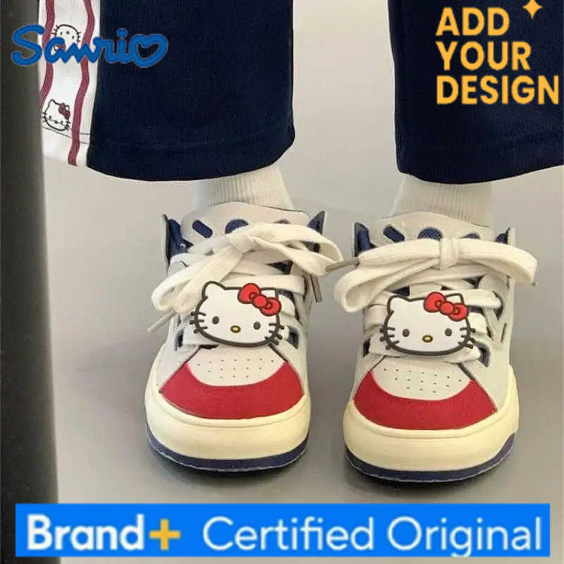 Sanrio Kawaii Hello Kitty Shoes Pink Platform Sneakers Women Vintage Vulcanize Spring Autumn Casual Tennis Female Flats Footwear New H2512231