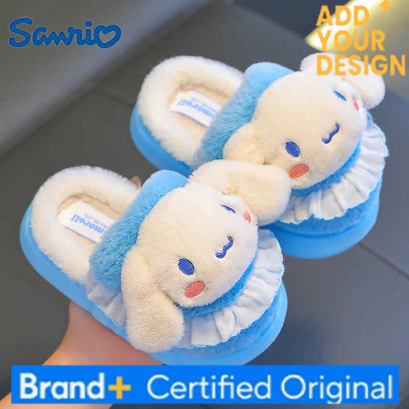 Sanrio Anime My Melody Autumn/winter Hello Kitty Cotton Slippers Cinnamoroll Cartoon Flat Plush Slippers Kuromi Warm Slippers Gift H25122311