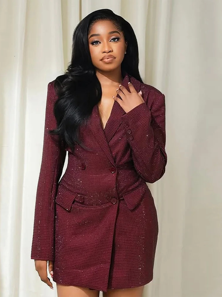 2026 Autumn Spring Sequins Lapel Blazer Jacket For Women Long Sleeve Double Breasted Suit Coats Female Street Chic Outerwear 251211