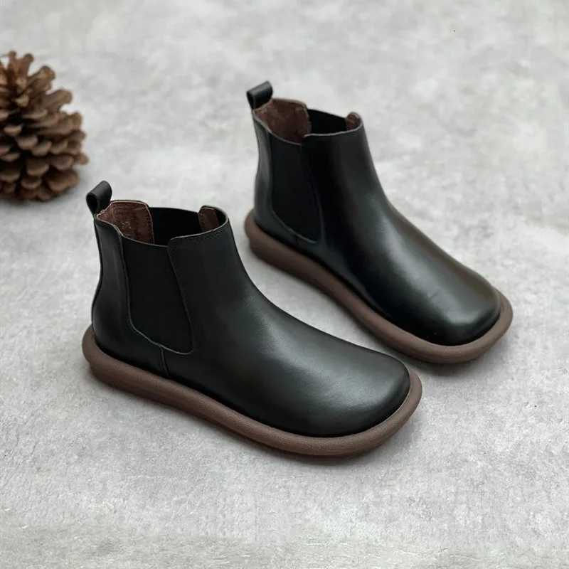Womens Chelsea Boots Genuine Leather New Autumn Winter Fashion Fur Plush Womens Ankle Boots Retro Marton Boots LadiesT251223