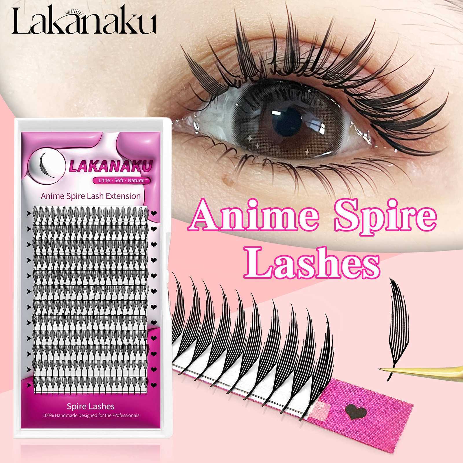 LAKANAKU Spire Lashes Feather Individual Eyelash Extensions B/C/CC/D Cashmere Volume Premade Spikes EyelashesT251223