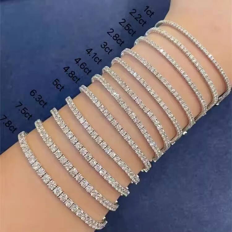 Fashion 2mm-6mm VVS Moissanite Tennis Bracelet Luxury Unisex Gold Rhodium Plated 925 Sterling Silver Lab Grown Jewelry