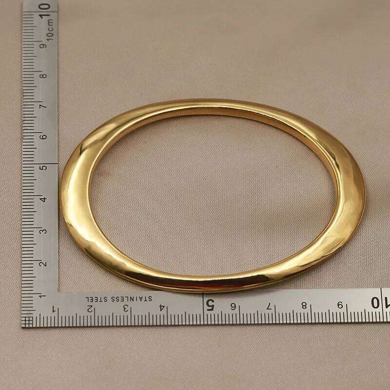 316L Classic Stainless Steel Metal Irregular for Women Elegant Bangles Rust-proof Bangle Wrist Jewelry 25L1223
