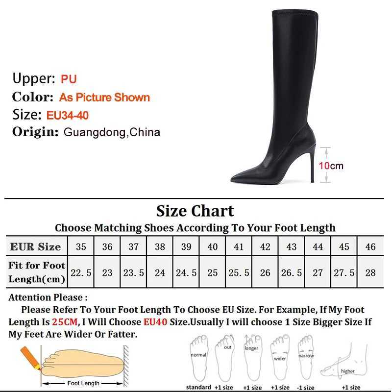 Autumn Single Boots Fashion Thin Heel Women Knee-high Boots Black Soft Leather Pointed Toe Zipper Jackboot Lady High Heel ShoesT251223