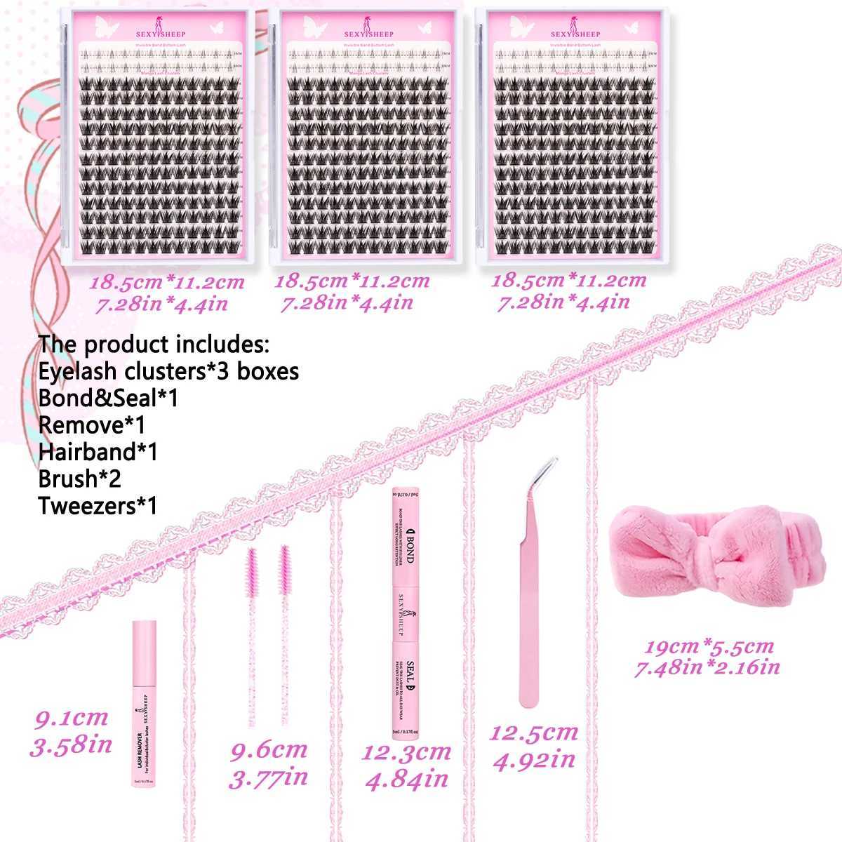 Lashes Clusters Kit Natural Look with Bottom Eyelash Wispy Individual Lash Mix Length with BondSeal Makeup ToolsT251223