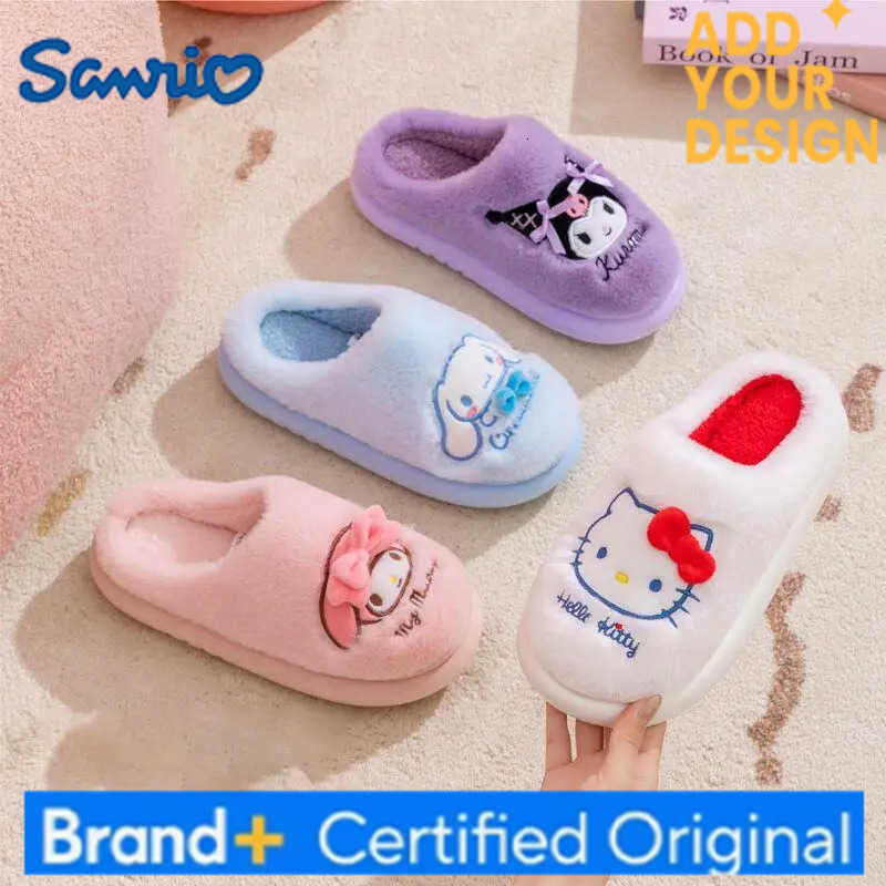 Sanrio Hello Kitty Cotton Slippers Girl Winter Indoor Keep Warm Child Kawaii Anime Cartoon Fashion New Style Casual House Shoes H251223