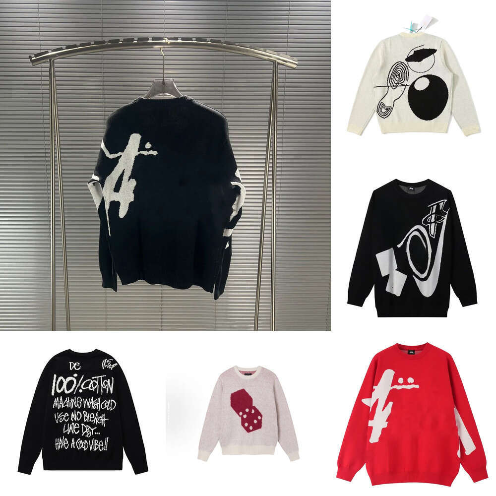 Stusweater Designer Mens Knitted Sweater Jacquard Letter Pattern Vintage Hip Hop Casual Sports Long Sleeve Sweater Men Stussylys F58 205