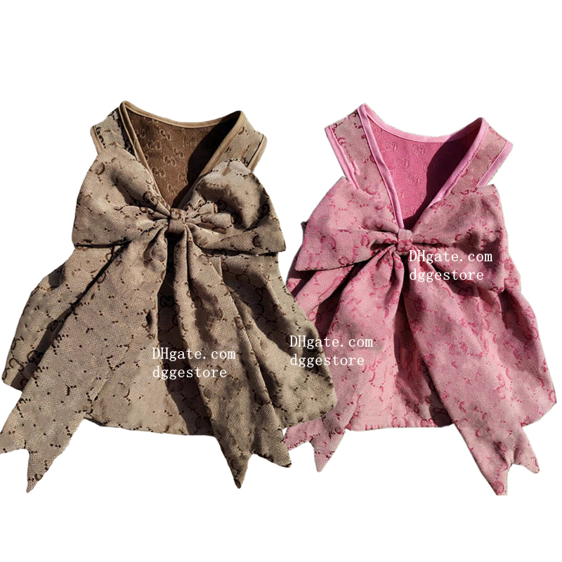 Designer Dog Dress for Small Medium Dog Cats Girl Pink Summer Pet Clothes Bowknot Puppy Princess Dresses Holiday Party Costume Outfits Chihuahua Yorkie Apparel 404