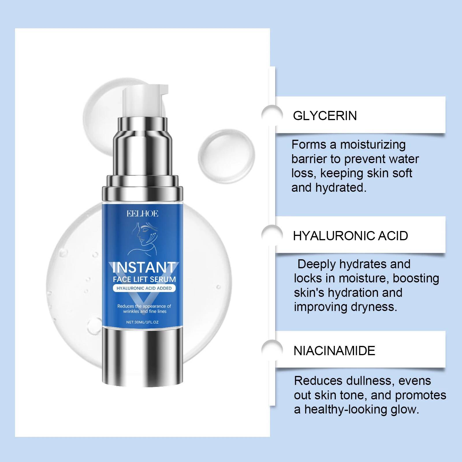 Instant Face Lifting Serum Firming Anti-Wrinkle Deep Moisturizing Brightening Smoothing Fade Fine Lines Tightening Essence