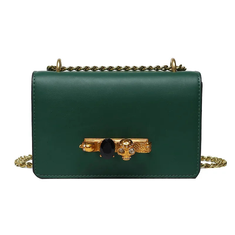 Ring-hardware Shoulder Bag Women Skull Stud Detailing Crystal Embellishment Sliding Chain-link Crossbody Bag Trend Handbag 251217