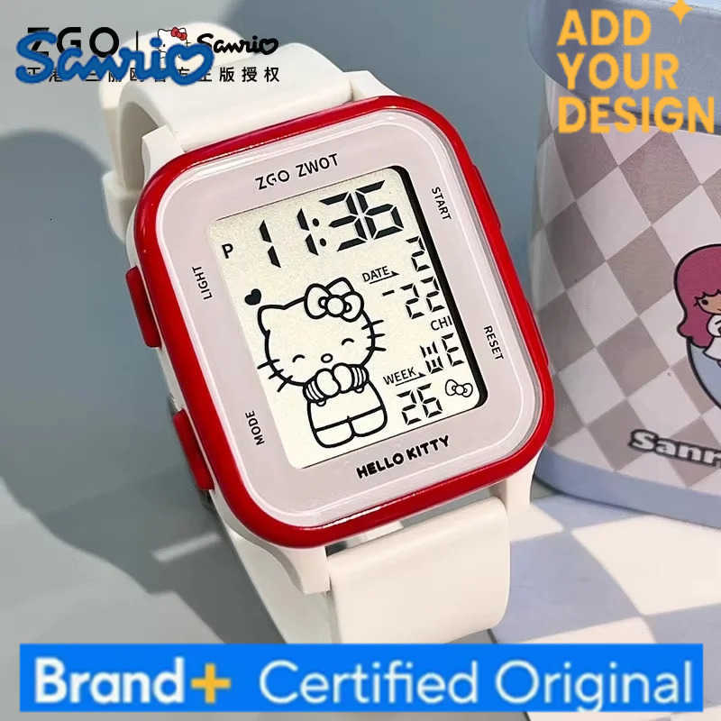 Sanrio Hello Kitty Kids Watch For Girls Students Cute Sports Watch Waterproof Square Digital Electronic Watch Gift Alarm H251223