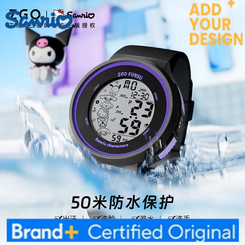 Sanrio Kuromi Kids Watch Student Black Sports Watch Luminous Electronic Digital Watch Gift 8551 H251223
