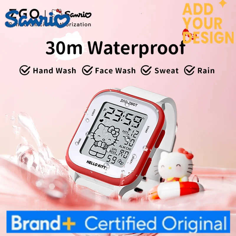 Sanrio X Hello Kitty Watch For Girls Student Kids Electronic Watches Waterproof Sports Wristwatch Girl Child Gift Box 878 H251223