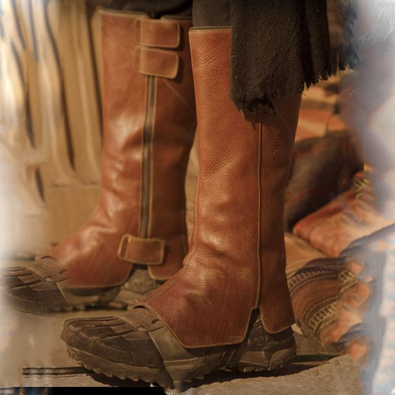 Medieval Retro Shoe Cover Male Female Cosplay Soldier Knight Leather Shoe Cover Armor Boots Waterproof Black Brown Foot Cover
