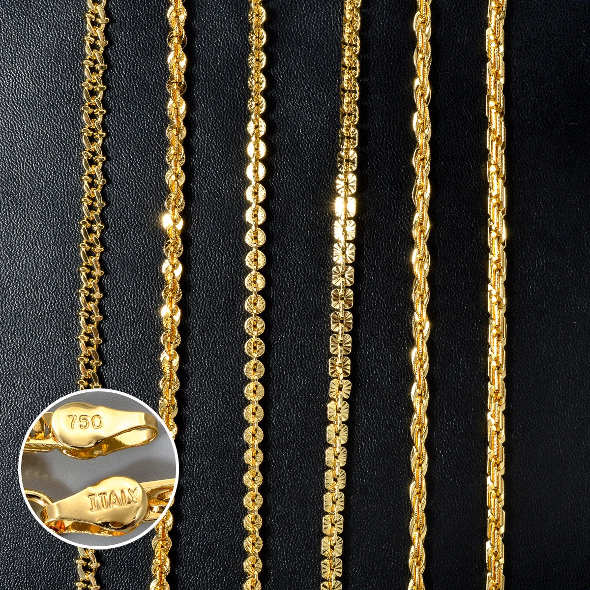 Fashion Italy 750 18k gold plated Copper Link Chain Necklace For Women Jewelry Man Neck Accessories Charms Party Gift 251223